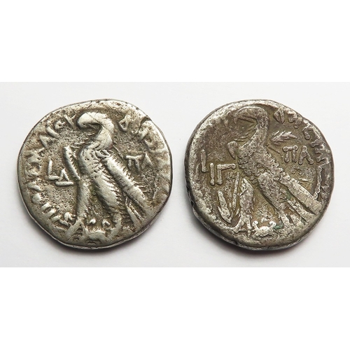 759 - Ancient Greek: Ptolemaic Egypt silver Tetradrachms (2): Ptolemy IX year 4 (114-3 BC) 12.97g, GF/F; a... 