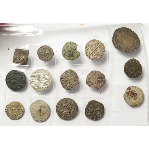 779 - Crusader and other medieval coins etc (15) including an Islamic square Dirham and a copper jeton. Mi... 