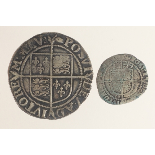 783 - Elizabeth I hammered silver (2): Shilling mm. tun S.2577 VG/F, and Threepence 1579 mm. Greek cross S... 