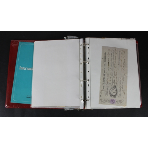 10 - Bills of Exchange, Cheques, Ephemera (159), a large world collection in album including Natal Bank L... 