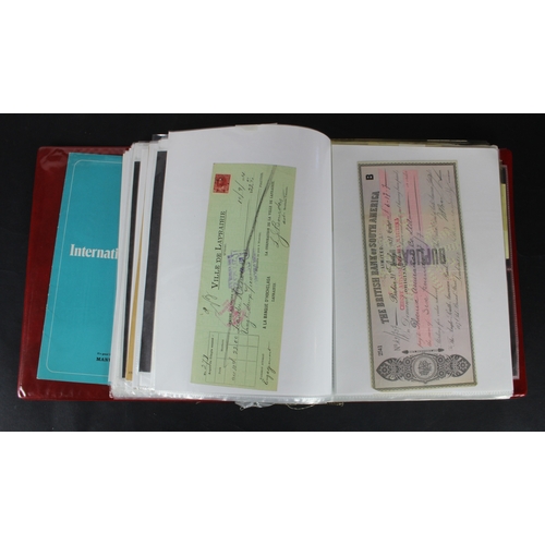 10 - Bills of Exchange, Cheques, Ephemera (159), a large world collection in album including Natal Bank L... 