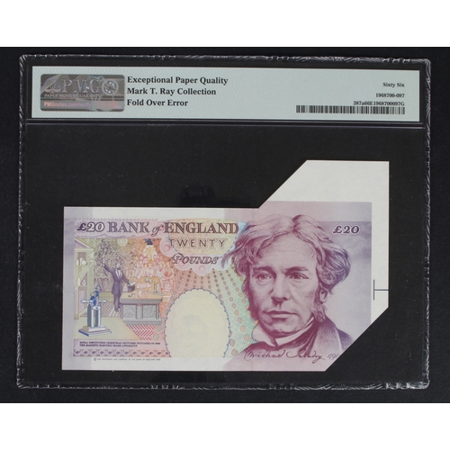 108 - ERROR Kentfield 20 Pounds issued 1994, a DOUBLE error, a large extra flap of paper at top left, and ... 