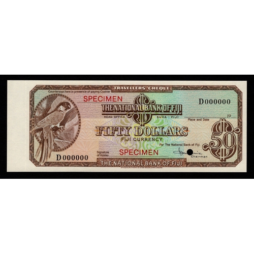 13 - Bradbury Wilkinson & Co. Ltd., National Bank of Fiji 50 Dollars SPECIMEN travellers cheque circa 198... 