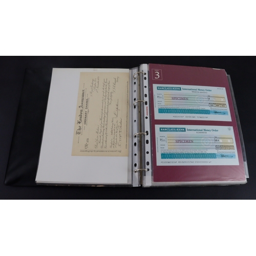 16 - Cheques & Ephemera (65), a collection in an album, cheques including Capital & Counties Bank, Co-ope... 