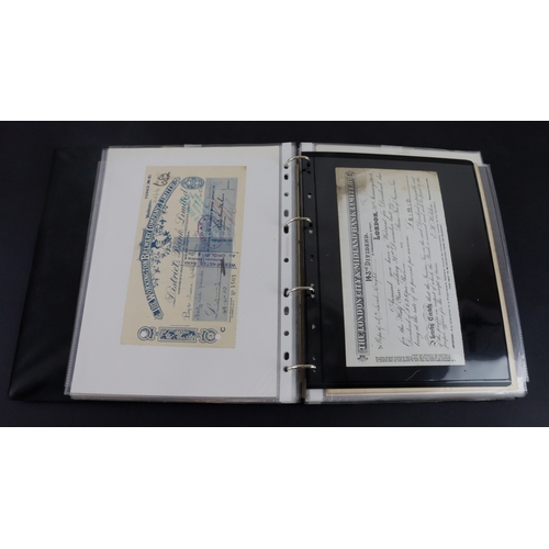 16 - Cheques & Ephemera (65), a collection in an album, cheques including Capital & Counties Bank, Co-ope... 