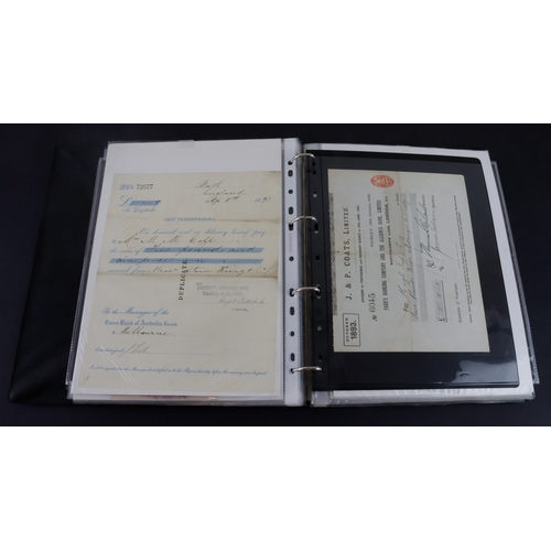 16 - Cheques & Ephemera (65), a collection in an album, cheques including Capital & Counties Bank, Co-ope... 