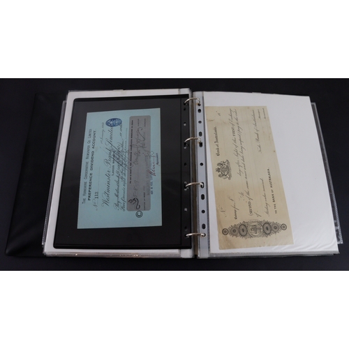 16 - Cheques & Ephemera (65), a collection in an album, cheques including Capital & Counties Bank, Co-ope... 
