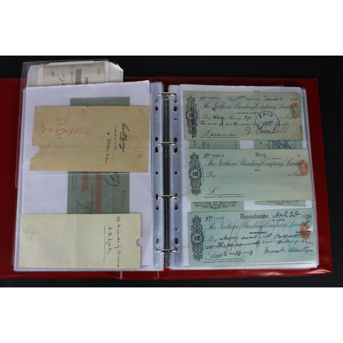 17 - Cheques (131), a collection of mainly Irish cheques in an album, date range 1850 - 1971, Provincial ... 