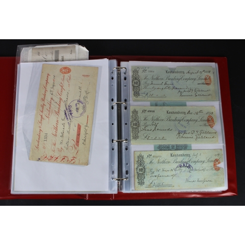 17 - Cheques (131), a collection of mainly Irish cheques in an album, date range 1850 - 1971, Provincial ... 