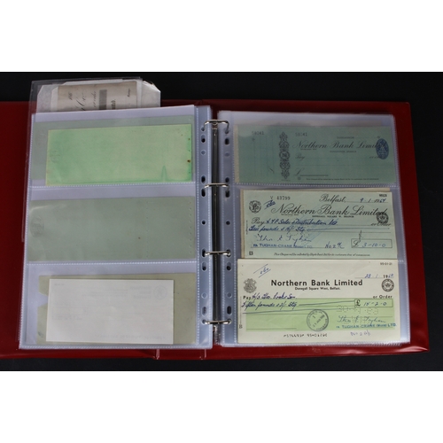17 - Cheques (131), a collection of mainly Irish cheques in an album, date range 1850 - 1971, Provincial ... 
