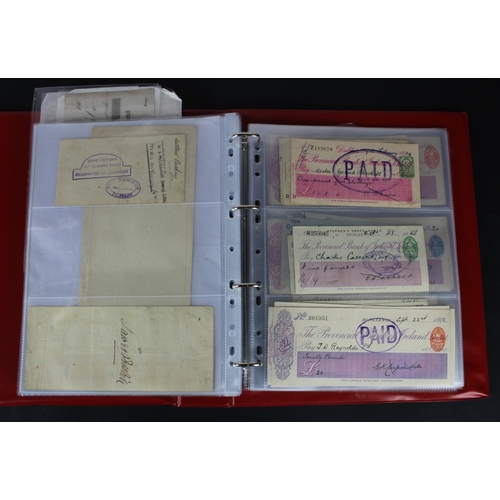 17 - Cheques (131), a collection of mainly Irish cheques in an album, date range 1850 - 1971, Provincial ... 