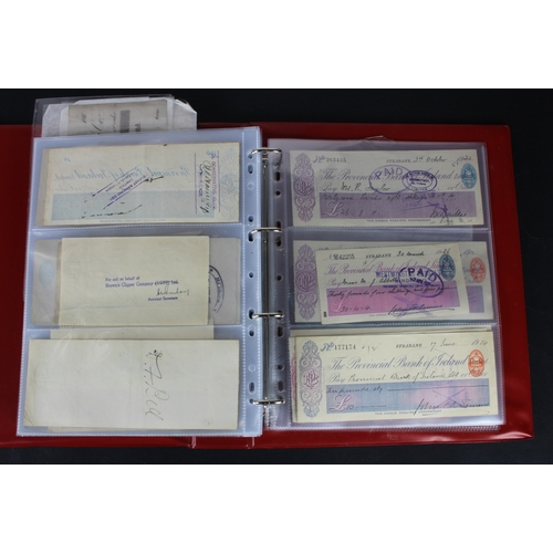 17 - Cheques (131), a collection of mainly Irish cheques in an album, date range 1850 - 1971, Provincial ... 