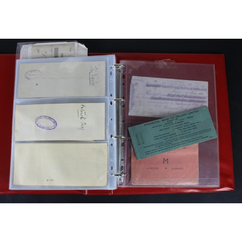 17 - Cheques (131), a collection of mainly Irish cheques in an album, date range 1850 - 1971, Provincial ... 
