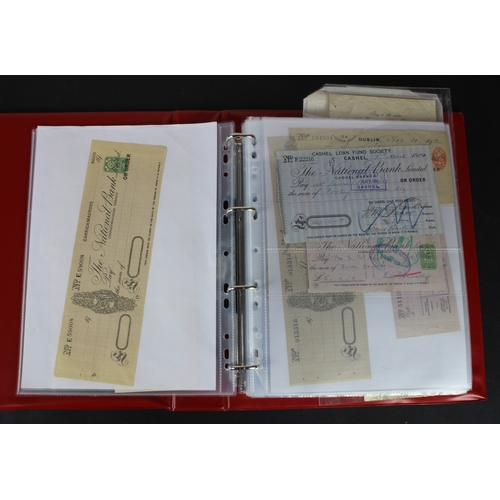17 - Cheques (131), a collection of mainly Irish cheques in an album, date range 1850 - 1971, Provincial ... 