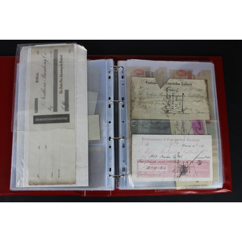 17 - Cheques (131), a collection of mainly Irish cheques in an album, date range 1850 - 1971, Provincial ... 