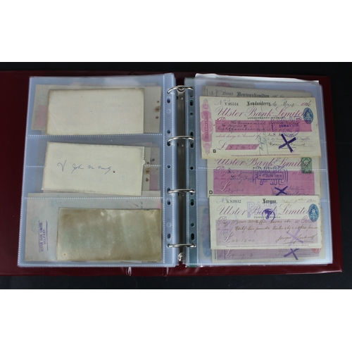 18 - Cheques (152), a collection of mainly Ulster Bank of Ireland cheques in an album, date range 1859 - ... 