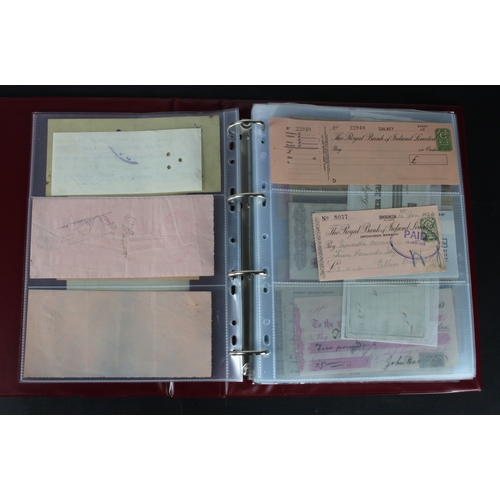 18 - Cheques (152), a collection of mainly Ulster Bank of Ireland cheques in an album, date range 1859 - ... 