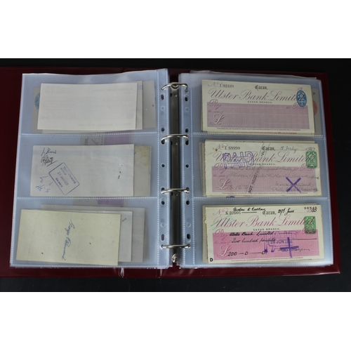 18 - Cheques (152), a collection of mainly Ulster Bank of Ireland cheques in an album, date range 1859 - ... 