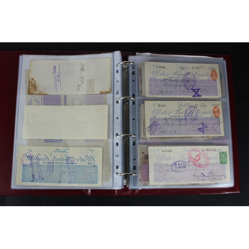 18 - Cheques (152), a collection of mainly Ulster Bank of Ireland cheques in an album, date range 1859 - ... 