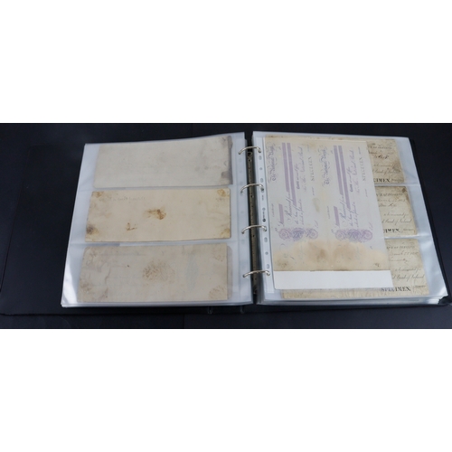 19 - Cheques (160+), a collection of large older cheques in album sorted into Countries of issue, the maj... 