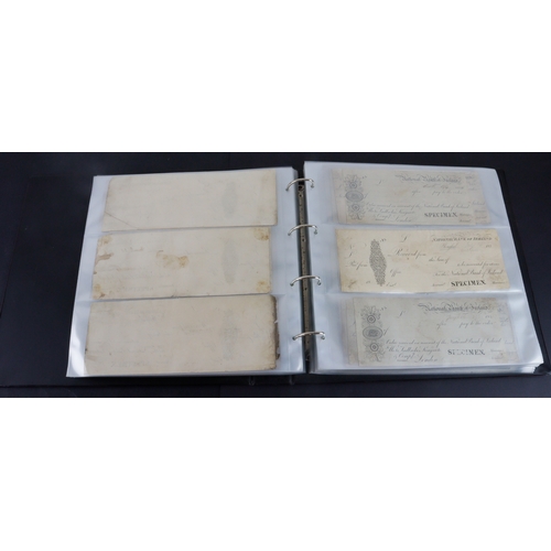 19 - Cheques (160+), a collection of large older cheques in album sorted into Countries of issue, the maj... 