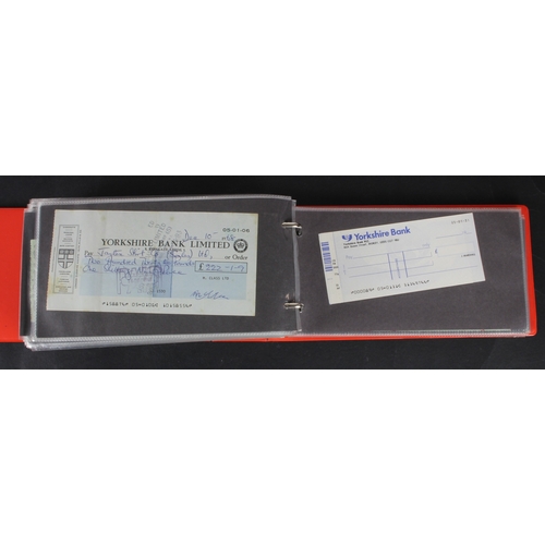 22 - Cheques (189), a collection in an album, including Bank of England, Barclays Bank, Bradford Old Bank... 