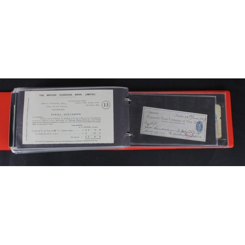 22 - Cheques (189), a collection in an album, including Bank of England, Barclays Bank, Bradford Old Bank... 