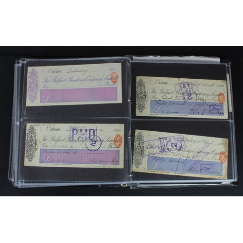 23 - Cheques (219), a collection of Belfast Banking Company cheques in an album, date range 1830 - 1970, ... 