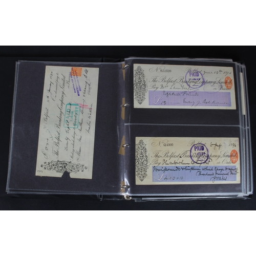 23 - Cheques (219), a collection of Belfast Banking Company cheques in an album, date range 1830 - 1970, ... 