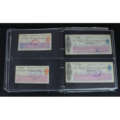 23 - Cheques (219), a collection of Belfast Banking Company cheques in an album, date range 1830 - 1970, ... 