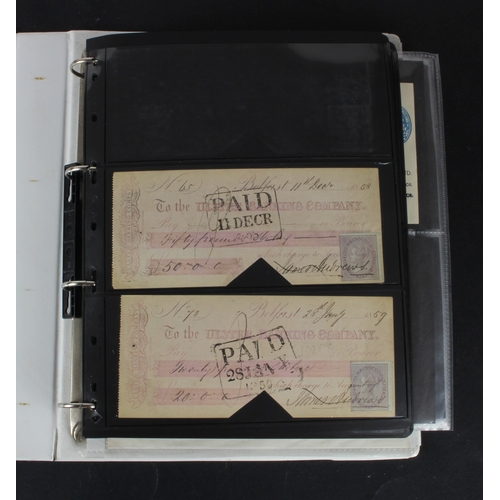 24 - Cheques (229), a collection of Ulster Bank of Ireland cheques in an album, date range 1857 - 2000, i... 