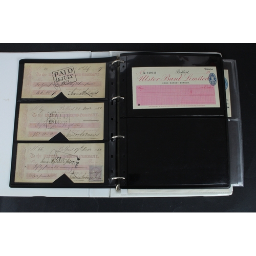 24 - Cheques (229), a collection of Ulster Bank of Ireland cheques in an album, date range 1857 - 2000, i... 
