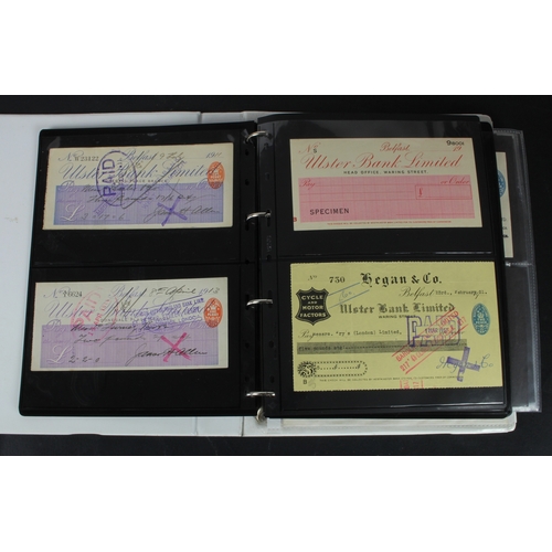 24 - Cheques (229), a collection of Ulster Bank of Ireland cheques in an album, date range 1857 - 2000, i... 