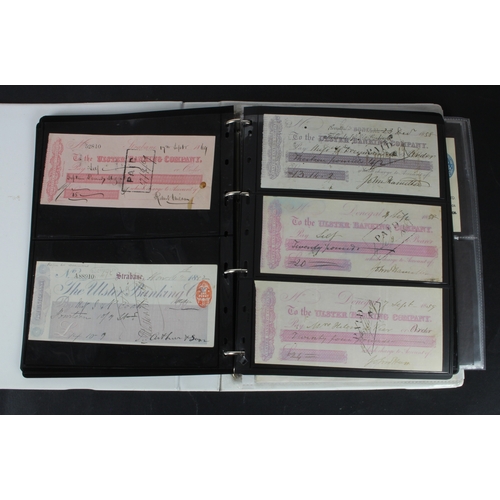 24 - Cheques (229), a collection of Ulster Bank of Ireland cheques in an album, date range 1857 - 2000, i... 