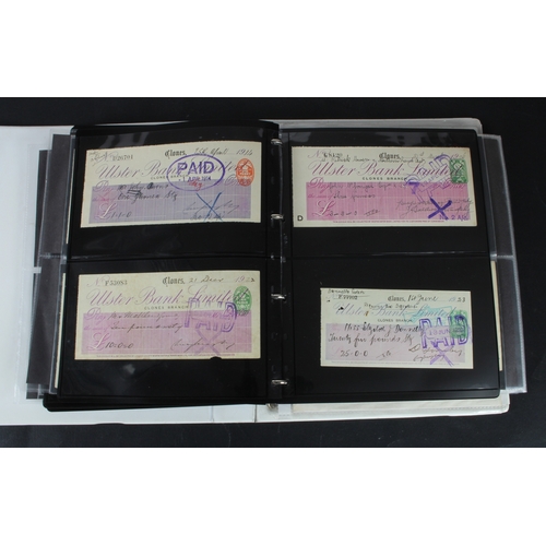 24 - Cheques (229), a collection of Ulster Bank of Ireland cheques in an album, date range 1857 - 2000, i... 