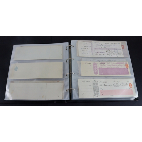26 - Cheques (262+), a collection of large older cheques in album sorted into Countries of issue, the maj... 