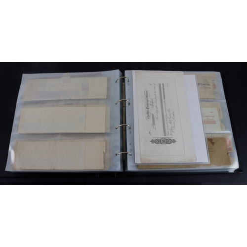 26 - Cheques (262+), a collection of large older cheques in album sorted into Countries of issue, the maj... 