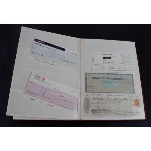 28 - Cheques (40), collection in an album including Capital & Counties Bank 1892, National Bank of Scotla... 