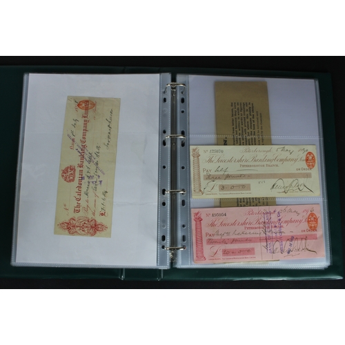 29 - Cheques (64), a collection of mainly British cheques in an album, date range 1832 - 1998, including ... 