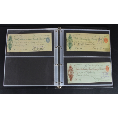 30 - Cheques (73), a collection of Scottish cheques in an album, comprising Aberdeen Town & County Bankin... 