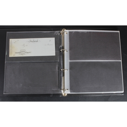 30 - Cheques (73), a collection of Scottish cheques in an album, comprising Aberdeen Town & County Bankin... 