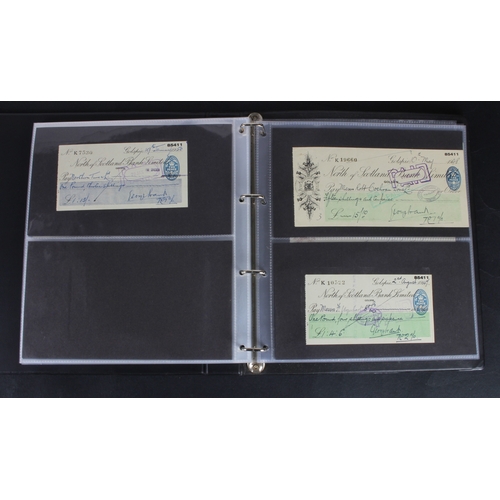 30 - Cheques (73), a collection of Scottish cheques in an album, comprising Aberdeen Town & County Bankin... 