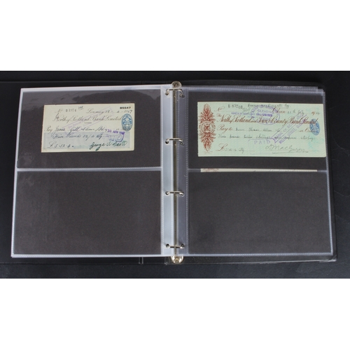30 - Cheques (73), a collection of Scottish cheques in an album, comprising Aberdeen Town & County Bankin... 