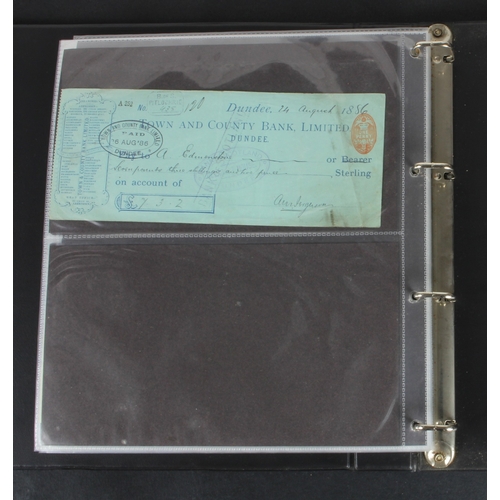 30 - Cheques (73), a collection of Scottish cheques in an album, comprising Aberdeen Town & County Bankin... 