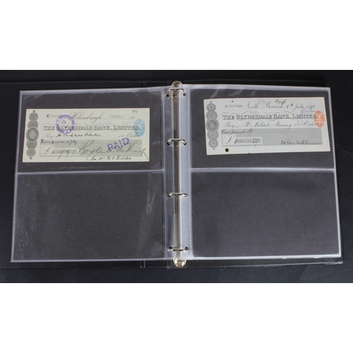 30 - Cheques (73), a collection of Scottish cheques in an album, comprising Aberdeen Town & County Bankin... 