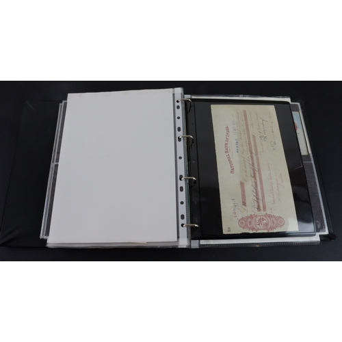 31 - Cheques (95), a collection in an album of mainly India cheques including Allahabad Bank Limited, Ban... 