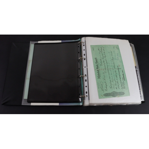 31 - Cheques (95), a collection in an album of mainly India cheques including Allahabad Bank Limited, Ban... 
