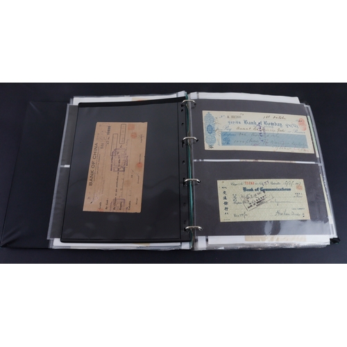 31 - Cheques (95), a collection in an album of mainly India cheques including Allahabad Bank Limited, Ban... 