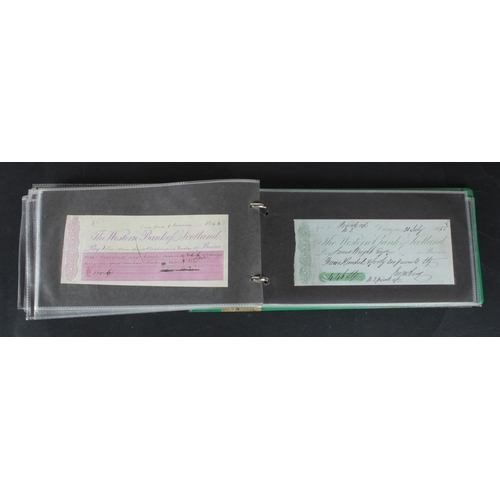 32 - Cheques and receipts (129), a collection of Scottish mainly cheques and receipts in an album, includ... 