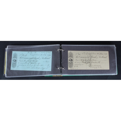 32 - Cheques and receipts (129), a collection of Scottish mainly cheques and receipts in an album, includ... 